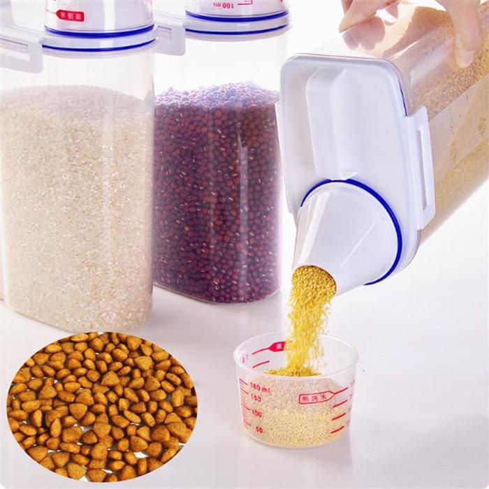 2kg Food Pail Plastic Storage  with Measuring Cup Container