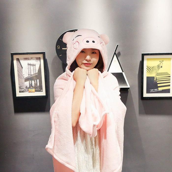 Hoodie Selimut Karakter Totoro Rilakkuma Tiger Hamster Kelinci Import -Gratisongkir