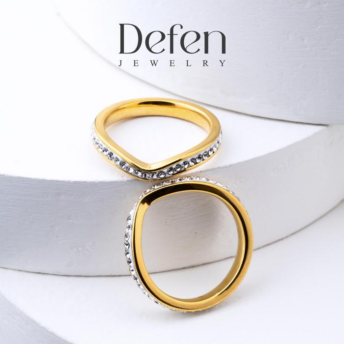 Defen Jewelry - Cincin Titanium Wanita Anti Luntur Perhiasan Perempuan Full Mata Mewah Elegan Anti K
