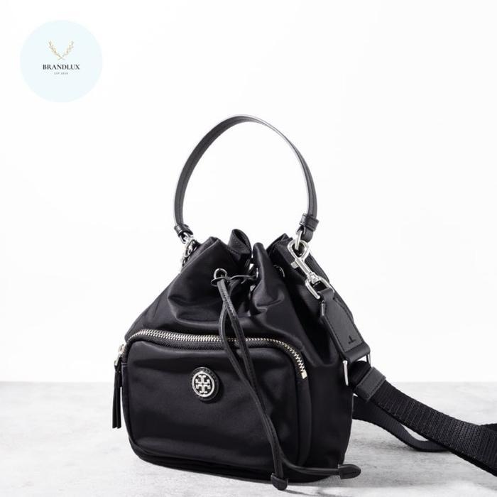 TORY BURCH VIRGINIA BUCKET BAG NYLON BLACK