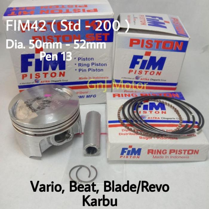 BIG PROMO Piston kit FIM Vario110 | Beat | Blade | Absolute Revo Karbu Pen Pin 13 DM 50 | 50.25 | 50