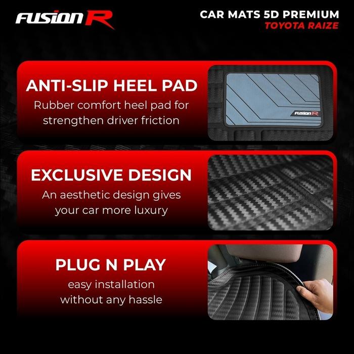 Fusion R Karpet Mobil 5D Toyota Raize / Premium Car Carpet Carbon New Model