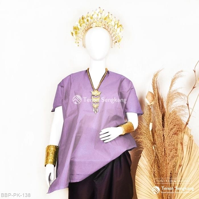 Baju Bodo Adat Bugis Makassar Dewasa Polos Original Tokko Asli Lengan Pendek Ungu Lilac - Tenun Seng