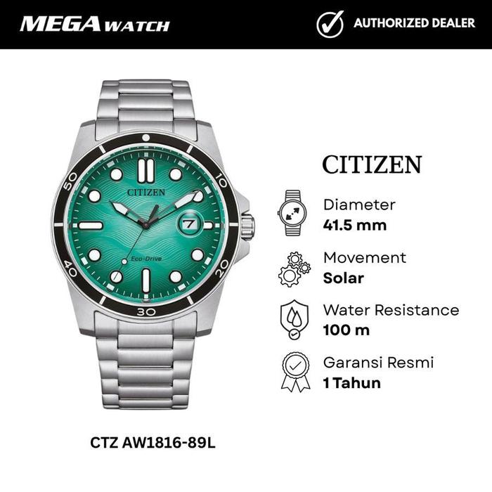 Jam Tangan CITIZEN Eco-Drive Pria CTZ AW1816-89L Marine Turquoise Dial