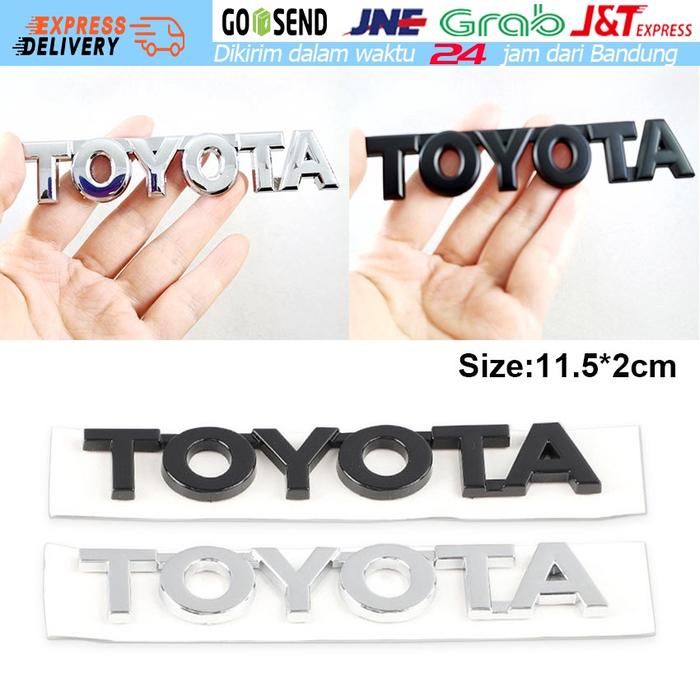 Emblem Mobil Tulisan Toyota Chrome / Stiker Logo Toyota