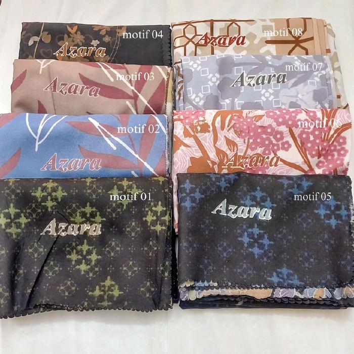 Hijab Segi Empat Motif- Azara Wanita Muslim Kerudung Bunga