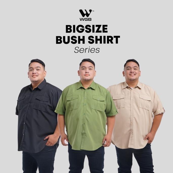 (cooger) kemeja casual safari bush khaki bsize jumbo pria ukuran xl xxl