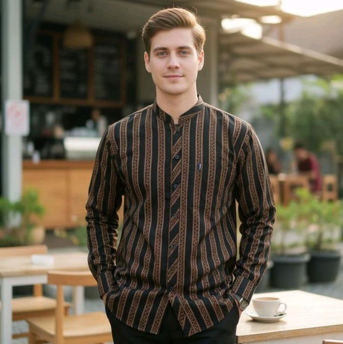 Baju Surjan Jawa Pria Modern Style Kemeja Lurik Jawa Pria Dewasa Baju Tradisional