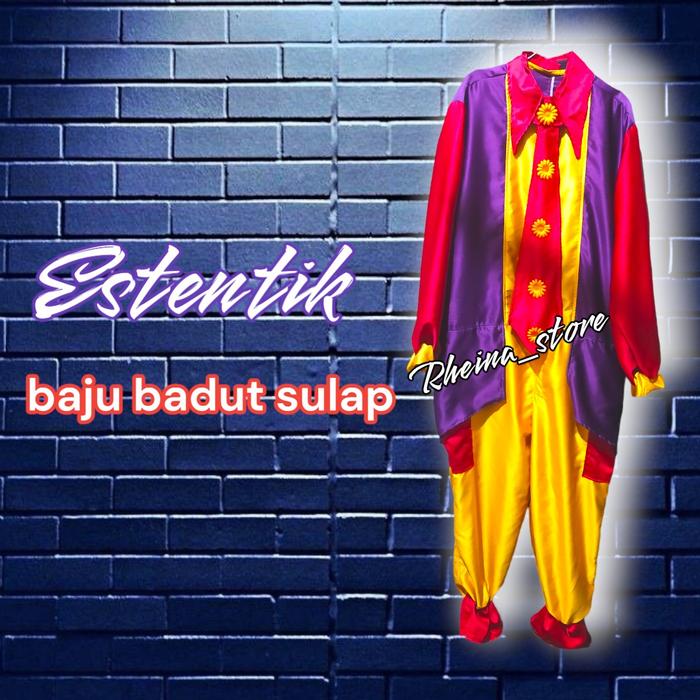 Kostum Badut Sulap Estentik dengan Resleting Depan - Ukuran XL - Aksesoris, Pria, Karet dasi instan