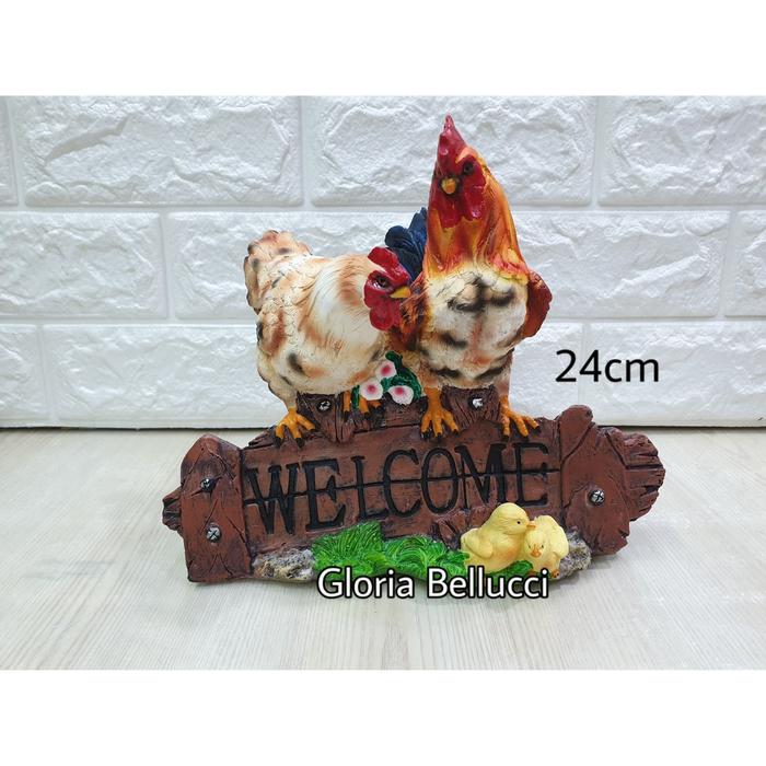 Patung Pajangan Ayam Jago Betina Welcome Miniatur
