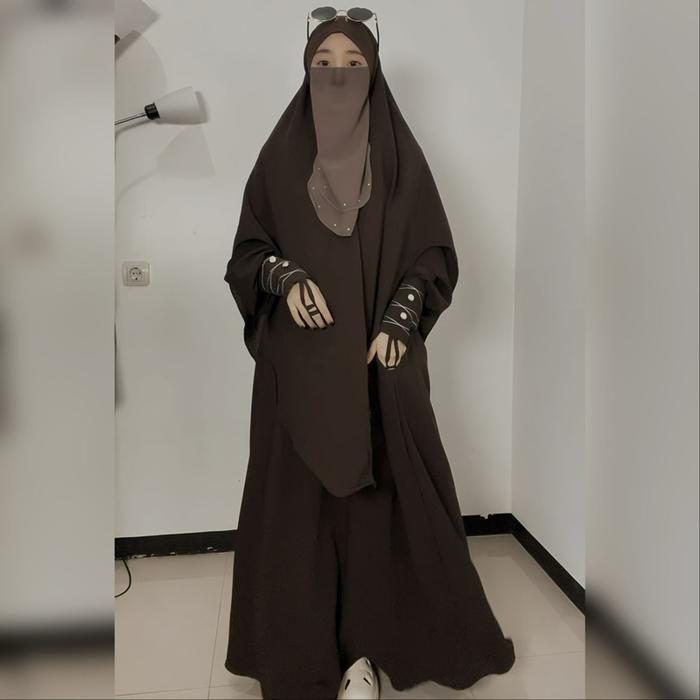 Annur Gamis Set Syari marbella Anti UV Bahan Nyaman Formal Wanita Dress Khimar Dewasa Basic Mewah Si