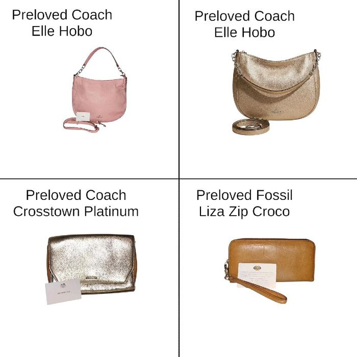 [TAKE ALL] PRELOVED 100% AUTHENTIC BRANDED dapat 4item Tas Coach dan Dompet Fossil Tote Kulit Wanita