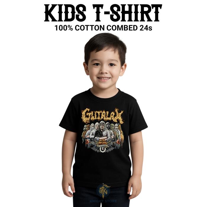 Knight Store Kaos Anak Gutalax 100% Cotton Combed 24s Baju Hitam Casual Pendek Sablon DTF Ruster Pri