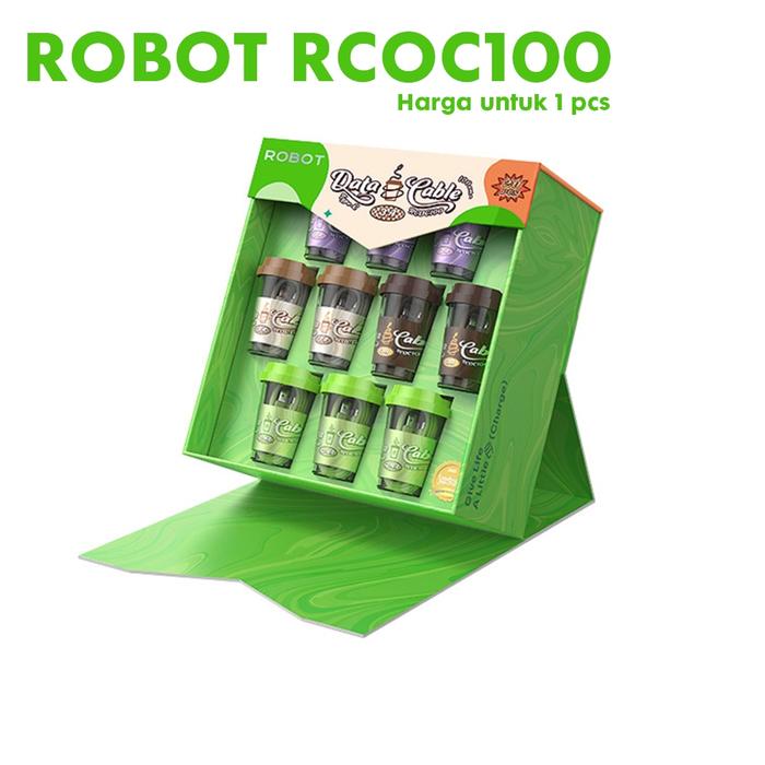 ROBOT RCOC100 Kabel Cable Data Charger Robot Type-C Type C Tipe C RCOC100 Coffe Cup Colorfull 3A