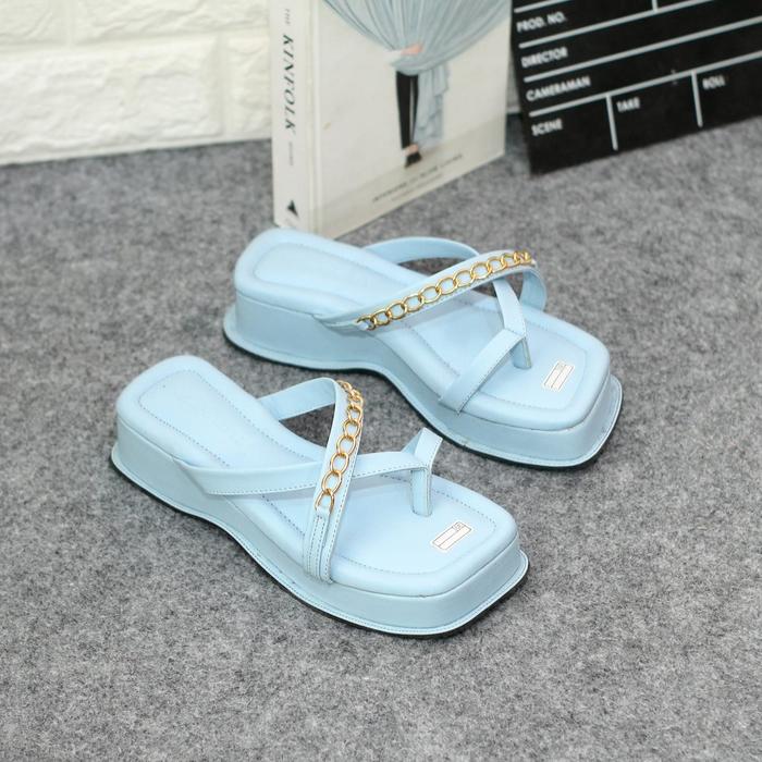MAELLO SHOES - SANDAL WEDGES JEPIT WANITA MODEL RANTAI SILANG ANTI SLIP MK 01