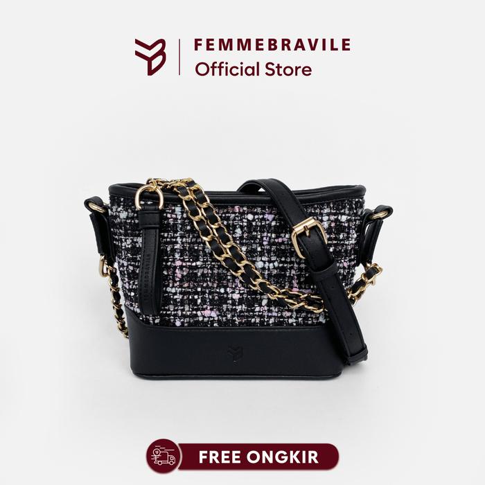 Femmebravile Sling Bag Tas Selempang Wanita Fashion Women Shoulder Bag Kara Tweed