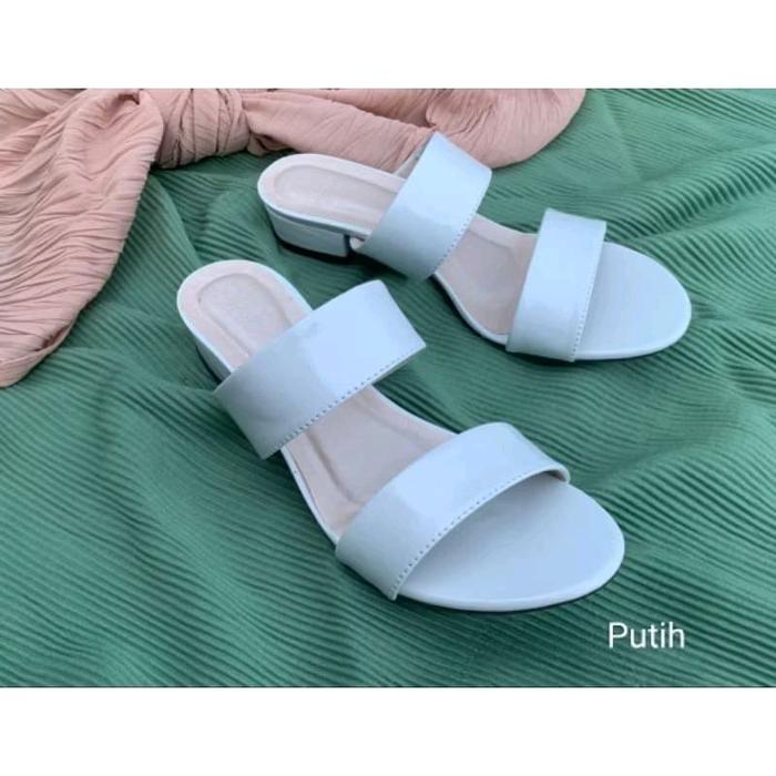 Sandal Wanita High Heels Korean Style - Sandal Wanita Ban 2 Hak Tahu 5cm - Putih Sandal Wanita Elega
