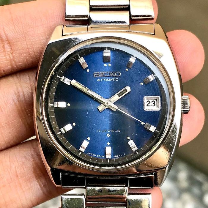 ** Jam tangan Vintage Seiko Automatic Blue Dial ref 6308-8020 **