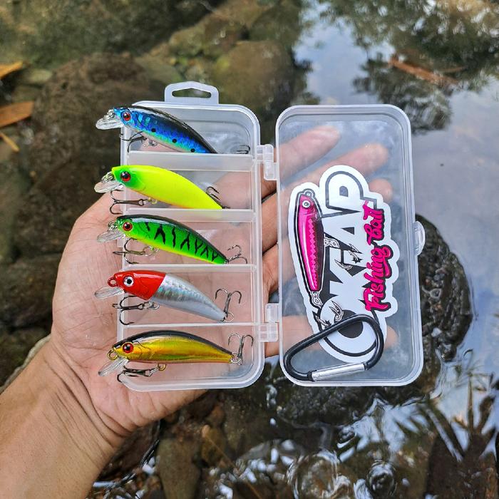 1 SET MINNOW UMPAN CASTING AGILE + BOX LURE + CARABINER
