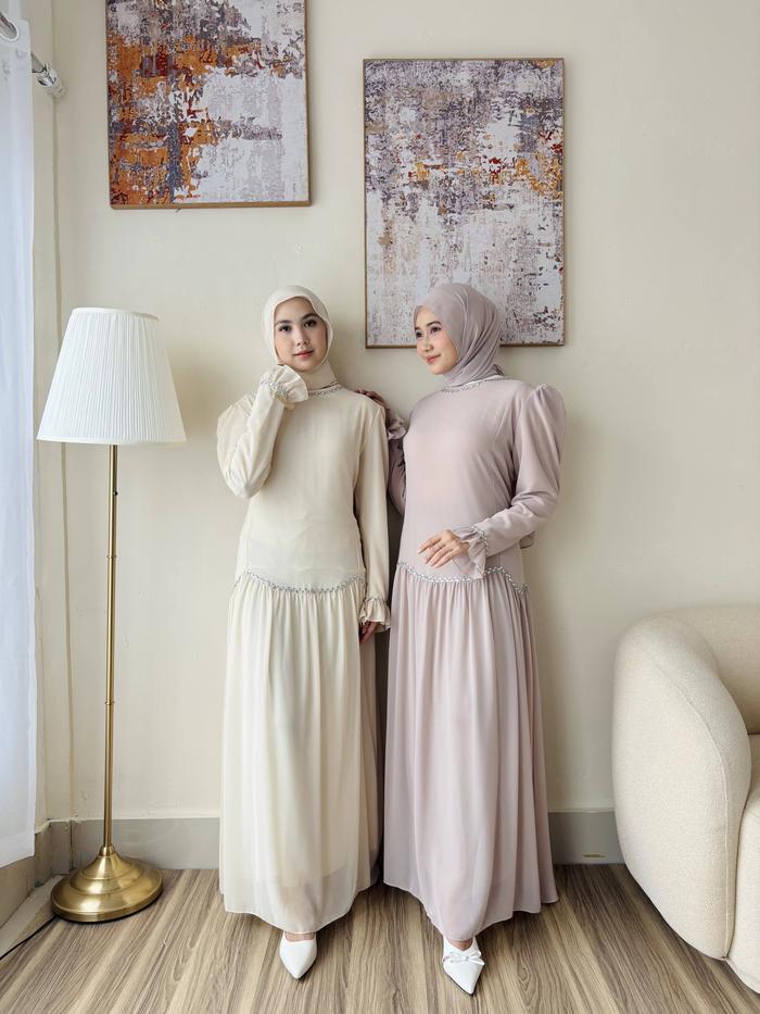 Rikarifma_Official - Elmiza Dress - Dress Wanita - Set Hijab Pashmina