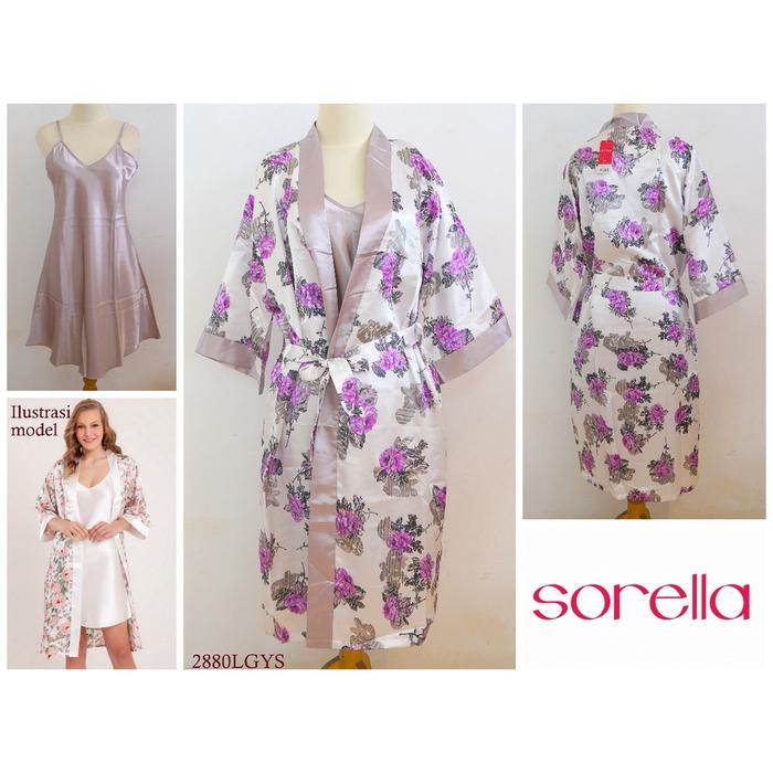 lingerie/ baju tidur wanita sorella model kimono set bahan satin all size  pakaian dalam wanita 2880