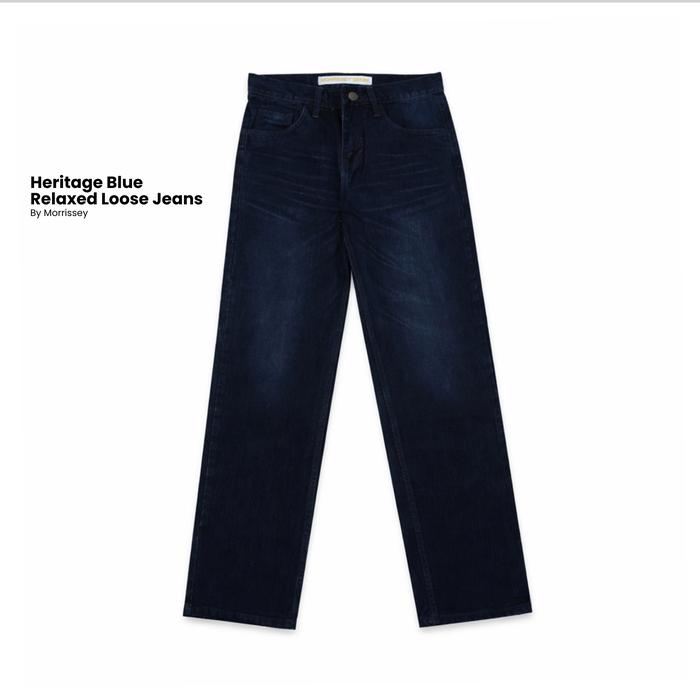 Morrissey - Celana Jeans Pria Heritage Loose Denim Warna Biru Tua