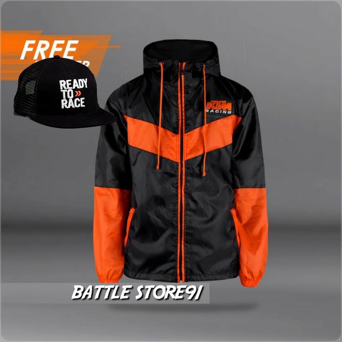 JAKET PARASUT KTM 2 TONE WATERPROOF (B x ORANGE) /RNG/TRAIL \ jaket motor cross | jaet motocross \ c