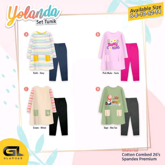 Glamoas GL Setelan Anak Perempuan Oneset Tunik Kaos Legging