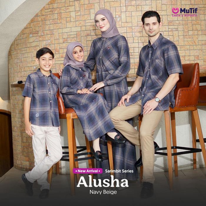 Sarimbit Mutif Alusha Aizand - Navy Beige / Couple Mutif Keluarga