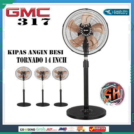 KIPAS ANGIN GMC 317/ KIPAS ANGIN BERDIRI 14 INCH/KIPAS ANGIN TORNADO BESI 5 BALING TERBARU