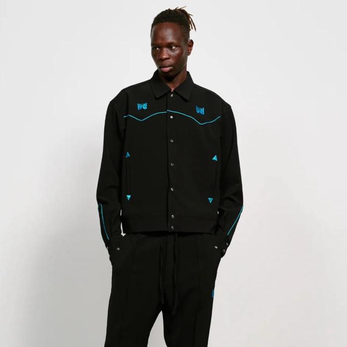 NEEDLES Piping Cowboy Jacket Double Poly Cloth Black Blue