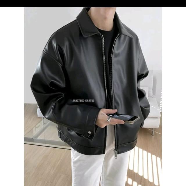 Jaket Pria OVERISZE Granger Mafia Semi Kulit Viena PU Leather Vintage Midnight Collar Classic Top St