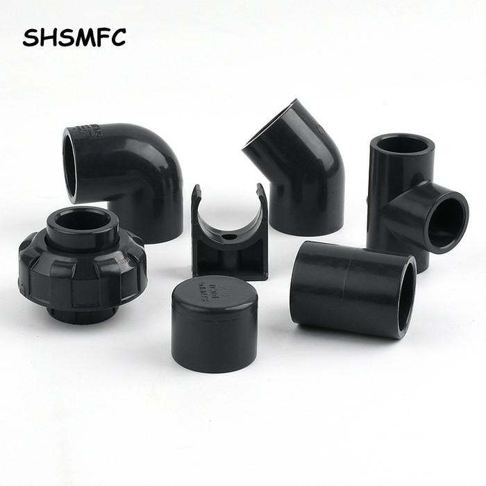 1Pc I.D 20~63mm Dark Grey UPVC Direct 90 Degree Elbow Aquarium Garden