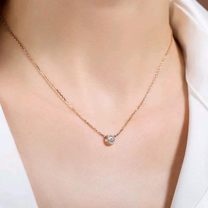 Kalung Titanium Nagita Slavina Permata Satu Anti Karat Anti Luntur Kekinian dan Terlaris Emas