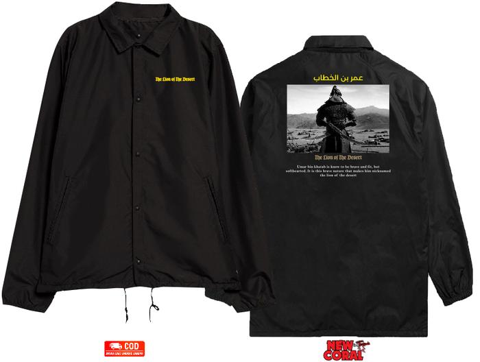 Jaket Coach Windbreaker Islam Muslim Umar Bin Khatab Printing Bahan Waterproof Kualitas Distro