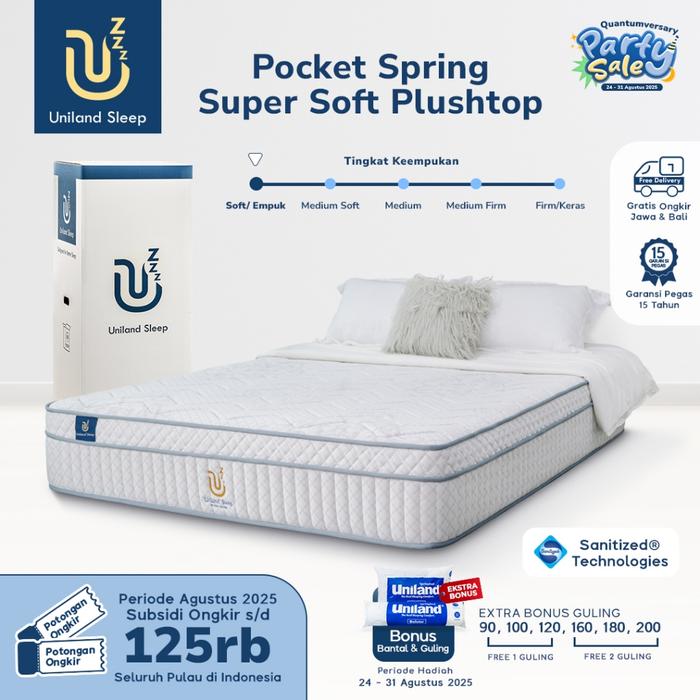 Uniland Sleep Kasur Pocket Spring Super Soft Plushtop 30cm