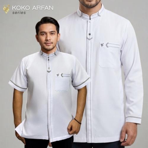 Baju Koko Putih Lengan Pendek Series Arfan Lengan Pendek Toyobo Royal Mix Premium Terbaru Tag label