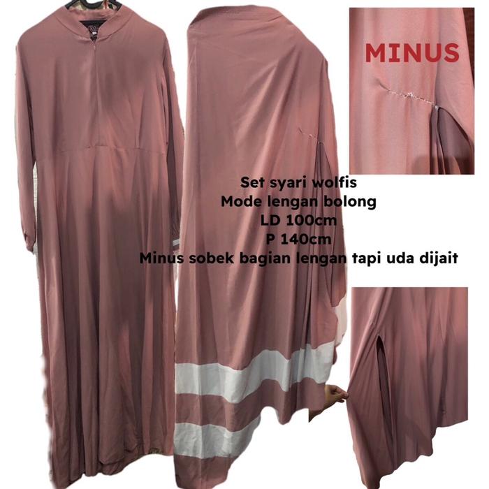 Set Gamis Syari Premium Khimar Jumbo Floor Jilbab Panjang Lengan Bolong French Remple Ruffle
