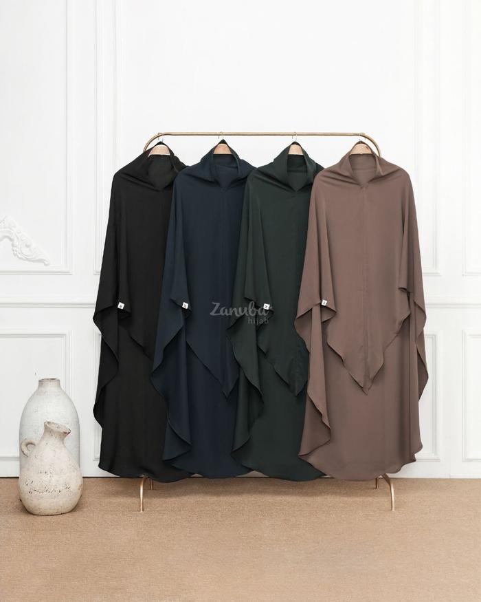 Jamilah Ied Series by Zanuba Jilbabsyarie Raya Couple Gamis Abaya Set Khimar Gamis Abaya Syari Lebar