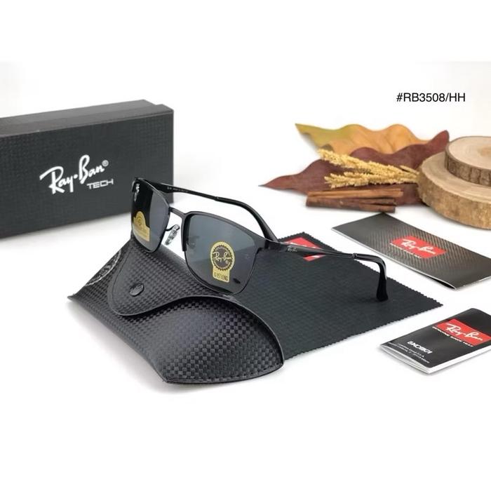 Ray-Ban Kacamata RB3508 Lensa Kaca Asli 100% Anti UV400 Bingkai Ringan & Kokoh Desain Highstreet Mod