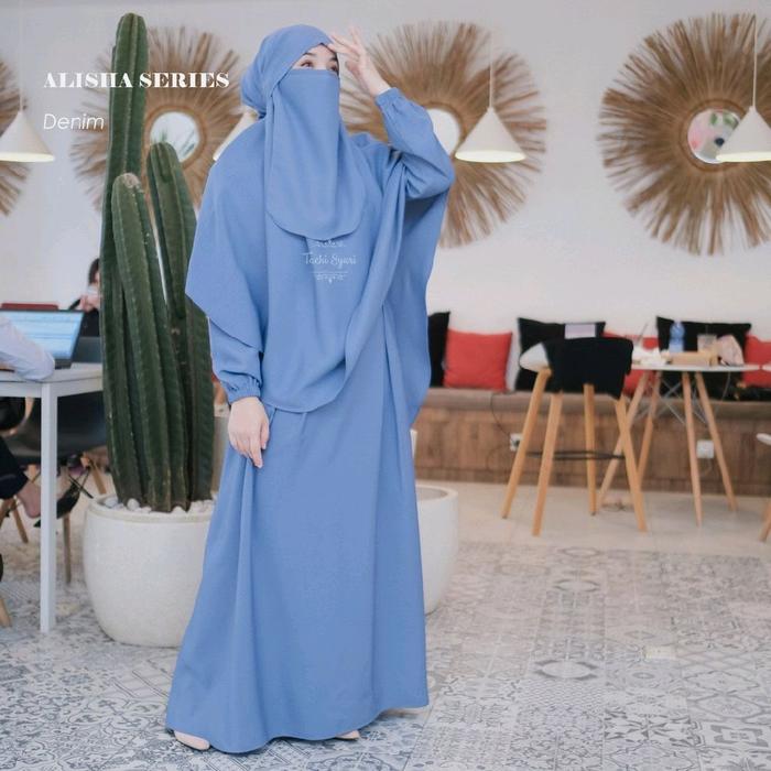 Gamis alisha set cadar 3in1 gamis hijab cadar Wanita Mewah