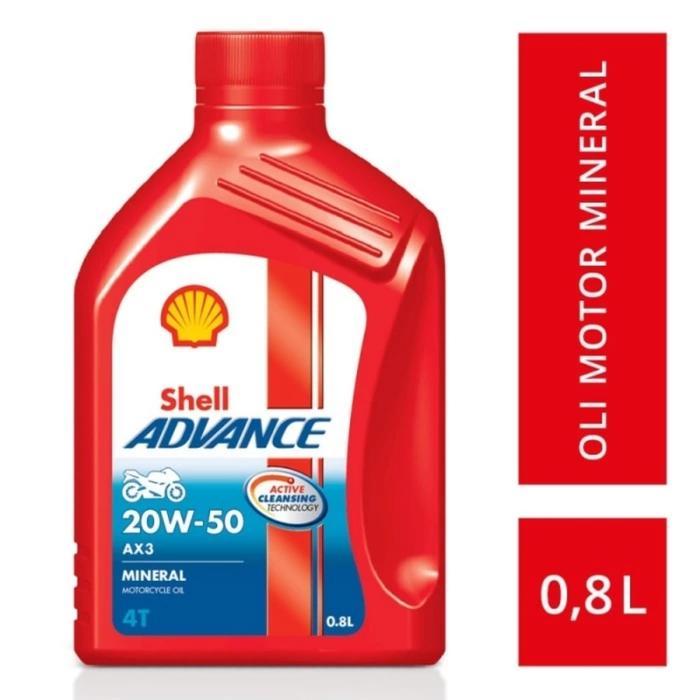 OLI MOTOR SHELL ADVANCE 4T AX 3 AX3 20W-50 UKURAN 0.8 LITER