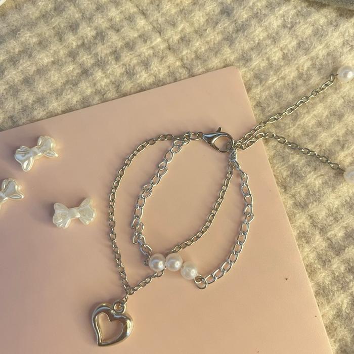 Silver serenade-Gelang rantai elegan two layers 001.F