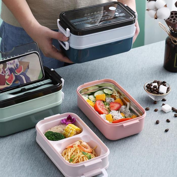 Lunch Box Bento Box Double-layer Microwave Heating Lunch Container