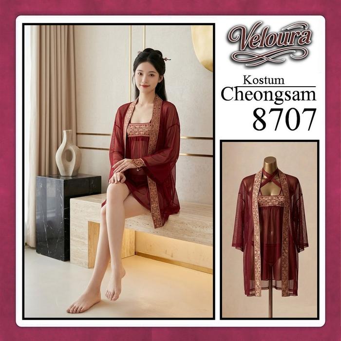 Veloura Pakaian Chongsam Mini - 8707 - Kostum Lingerie Sexy Dress model Baju China Cheongsam