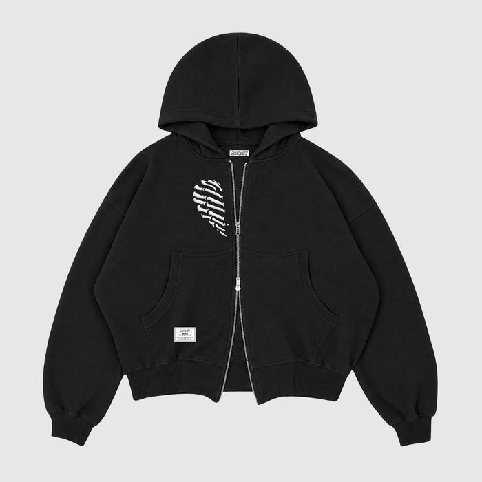 MAKOY - DeadSoul Gothic Boxy Double Zipper Hoodie Pria – Hitam, M Jaket