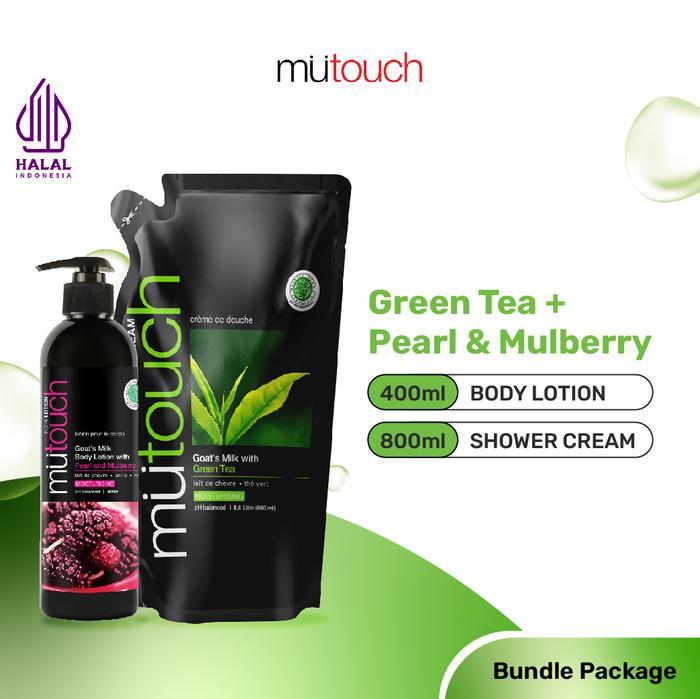 PAKET Mutouch Shower Cream GREEN TEA 800ml + BodyLotion PEARL&MULBERRY