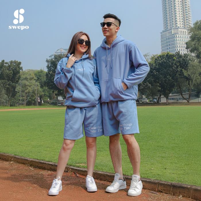 SWEPO Satu Set Hoodie Jumper + Jogger Leon Great Time Size M-XL (Pria & Wanita)