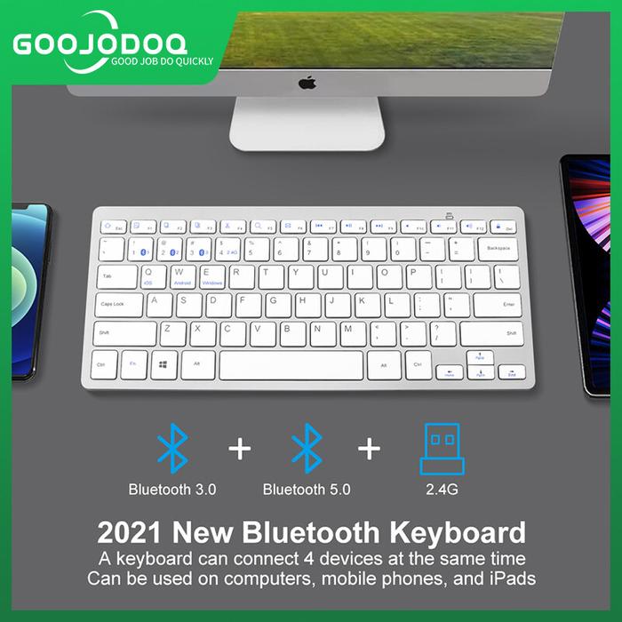 GOOJODOQ Set Keyboard Multimedia Nirkabel, Keyboard Mini Bluetooth