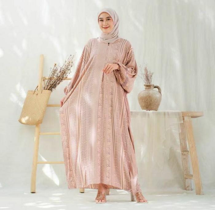 HANA-Kaftan Paris Jumbo Maksi Ld 170 Rayon Premium Motif Kaftan Batik Sultan Busui lengan Panjang